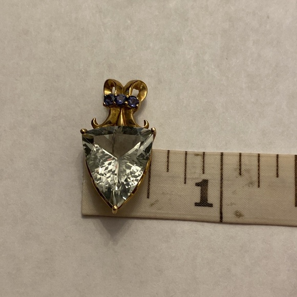 10k yellow gold, 5.43 Ct total weight Prasiolite slide pendant - Picture 16 of 16